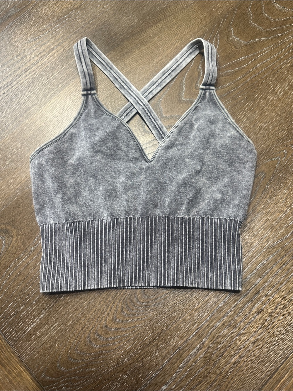 Zenana Outfitters Gray Ribbed Bralette